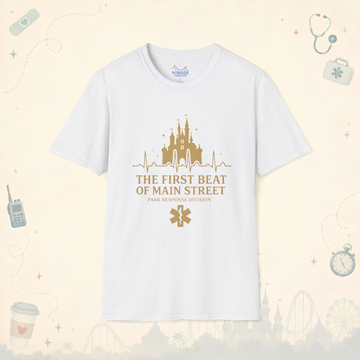 The First Beat of Main Street EMS First Responder Theme Park T-Shirt