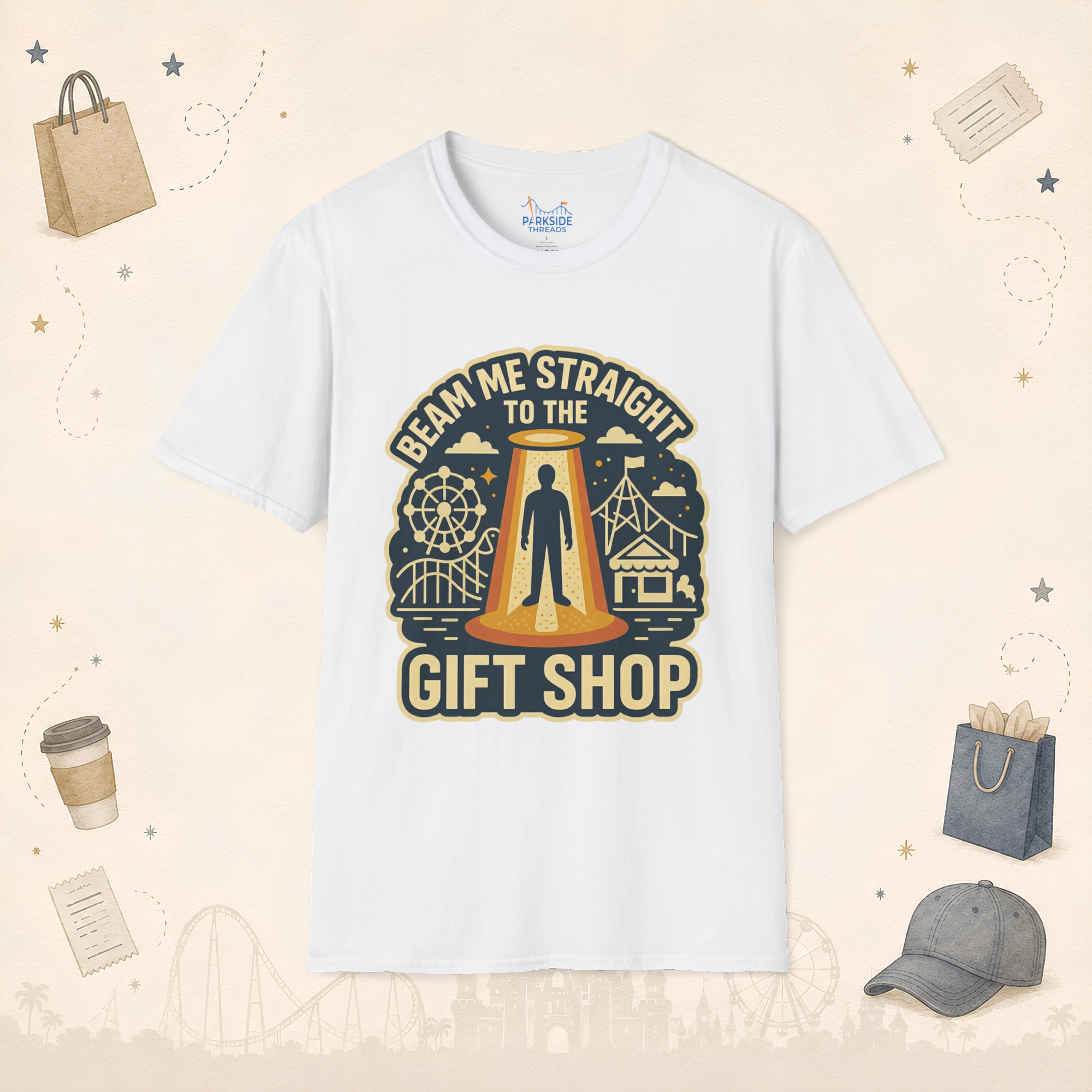 Beam Me Straight To The Gift Shop Park Dad Shirt – Funny Theme Park Dad Tee
