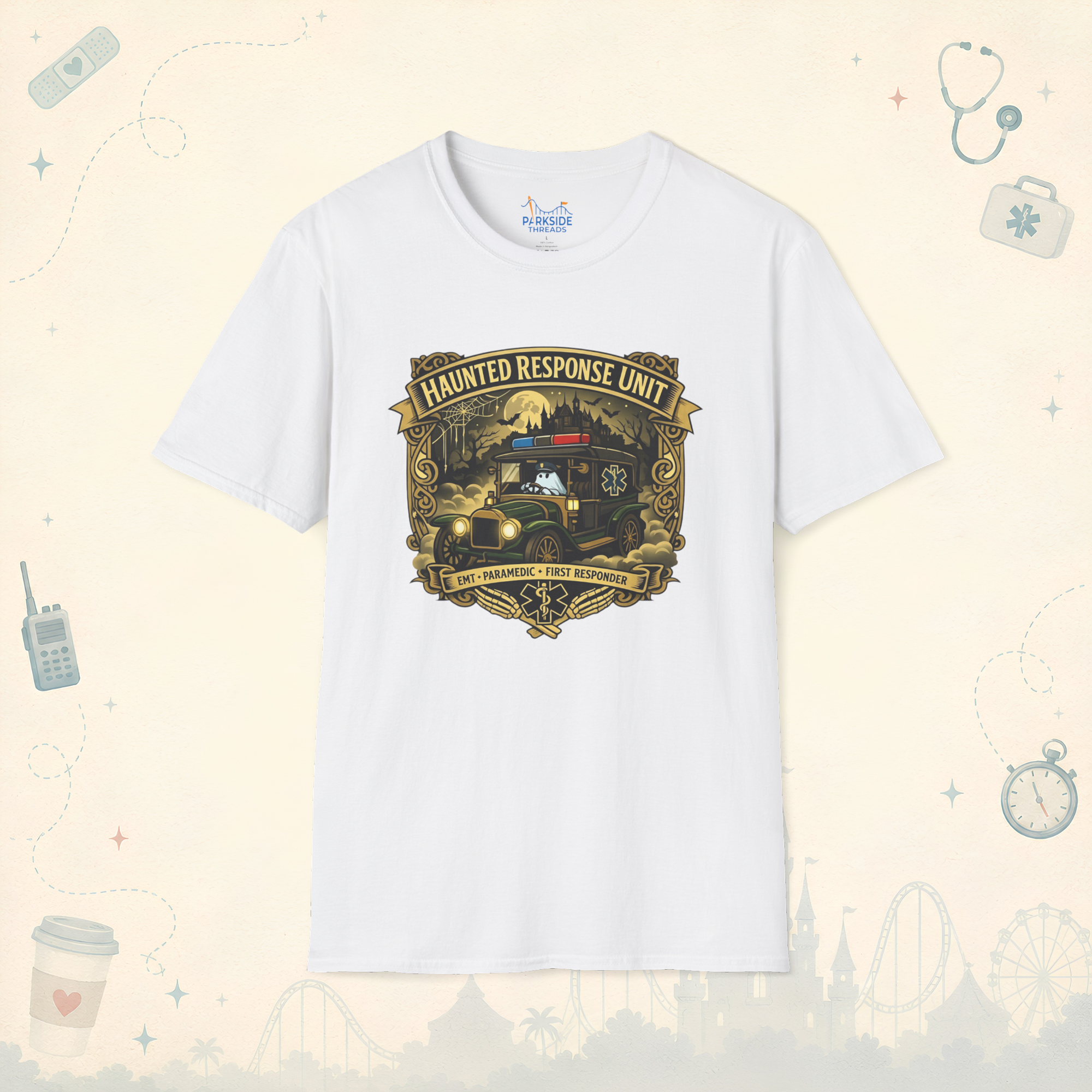 Haunted Response Unit EMS First Responder Spooky Theme Park T-Shirt