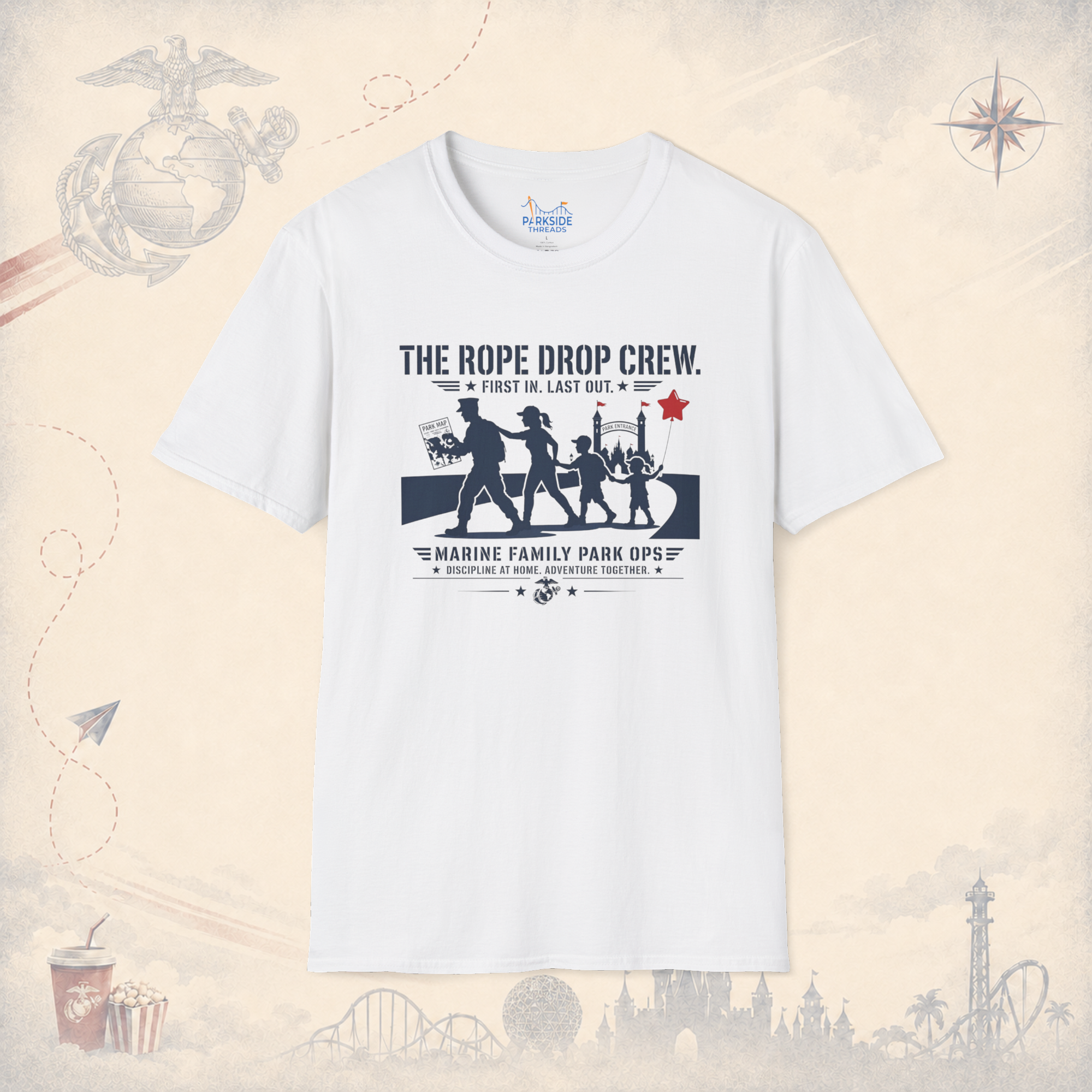 The Rope Drop Crew Marine Family Shirt