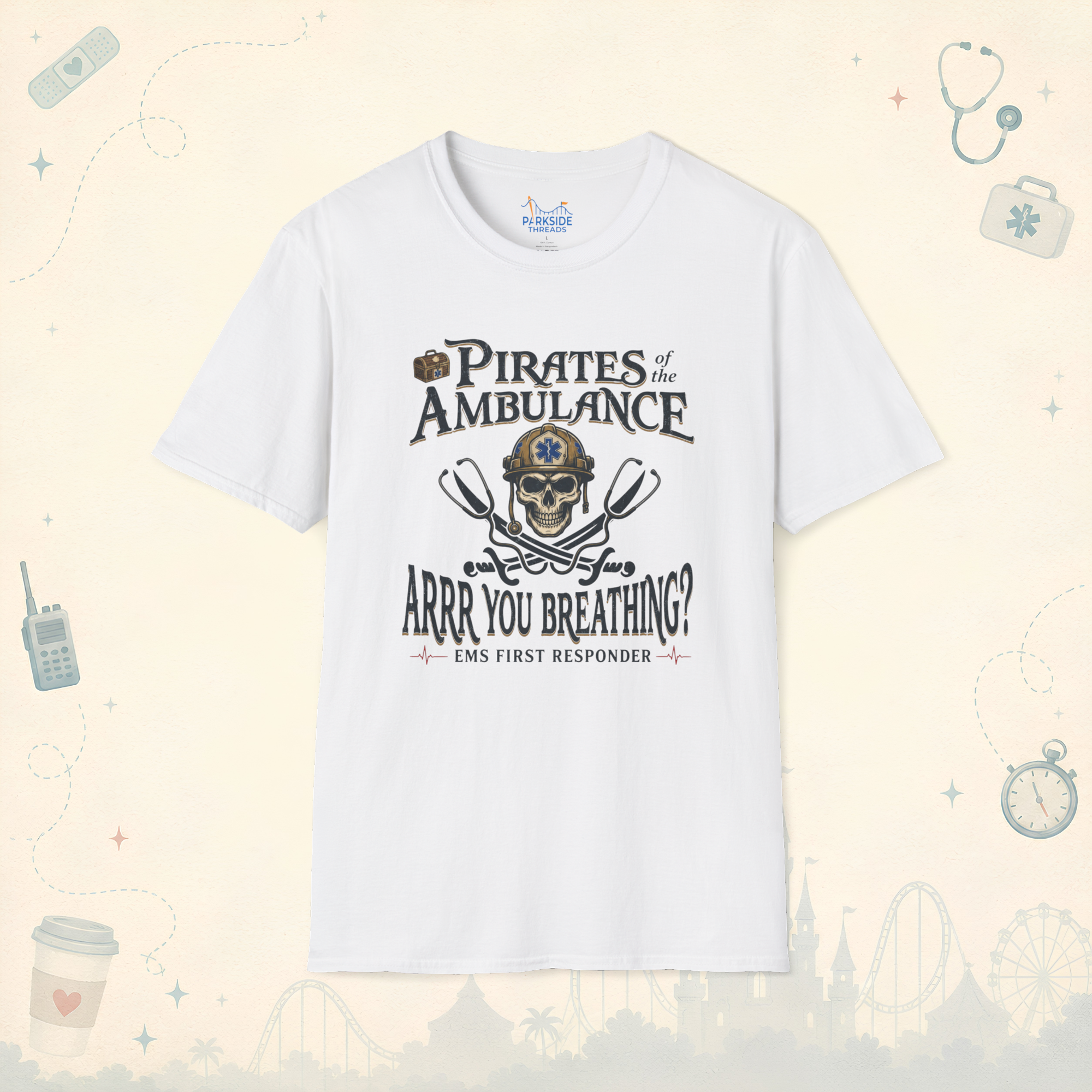 Pirates of the Ambulance EMS First Responder Pirate Medic T-Shirt