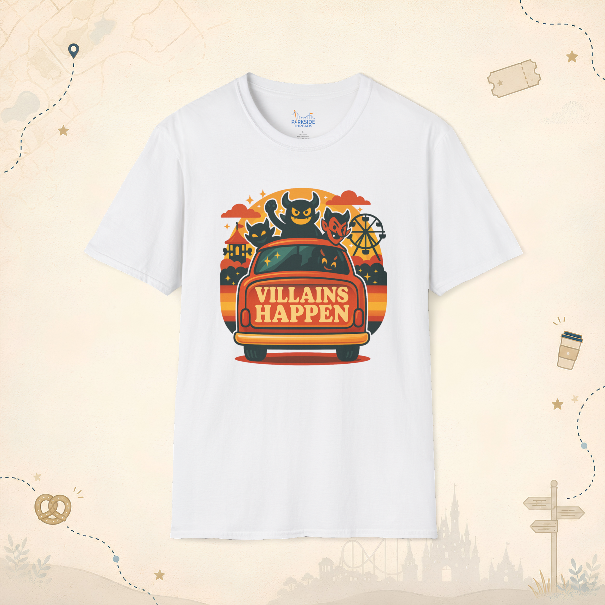 Villains Happen Park Dad Shirt – Funny Theme Park Dad Tee